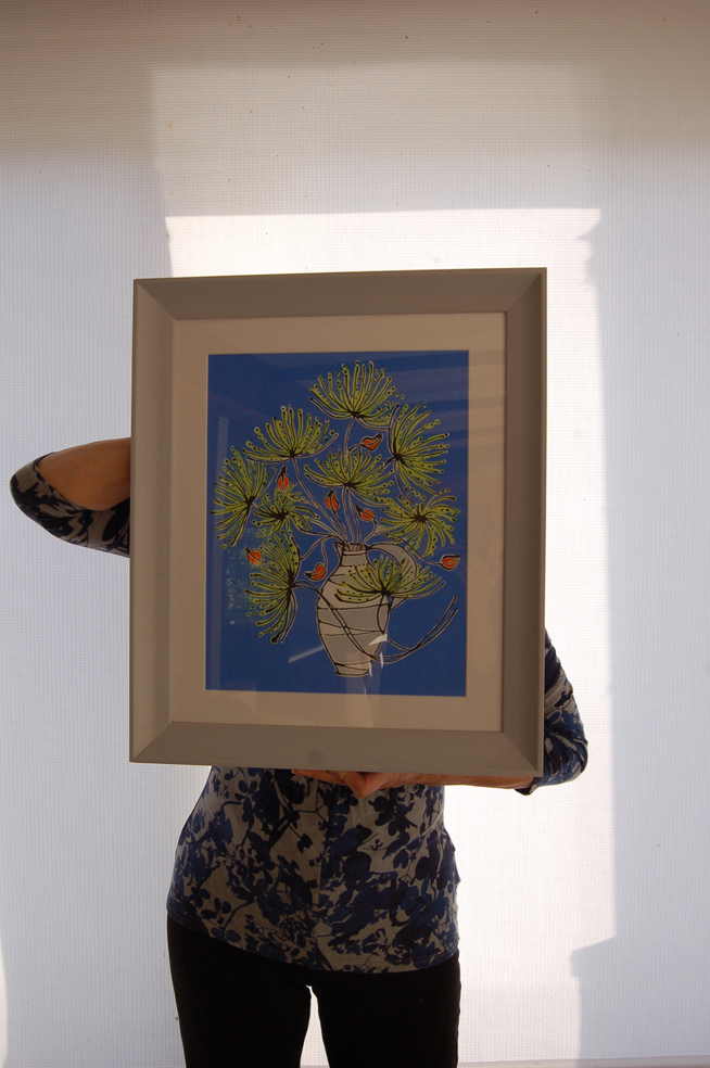 Lime Allium Heads, Acrylic on Canvas by David Hawthorne